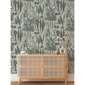 Behang voor woonkamer met jungleplanten en bladeren Botanica Verde Kortingen