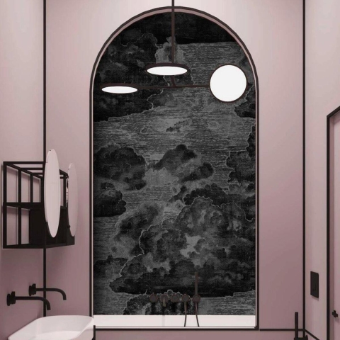 Elegante grijs en zwart behang voor woonkamer Nuvole Vintage Aanbieding