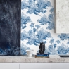 Vintage behang met bosprint in wit en blauw Toile de Jouy Blu Verkoop