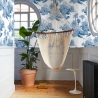 Vintage behang met bosprint in wit en blauw Toile de Jouy Blu Korting