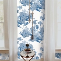 Vintage behang met bosprint in wit en blauw Toile de Jouy Blu Keuze