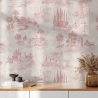 Vintage behang met roze landschappen voor woonkamer Toile de Jouy Rosa Kortingen