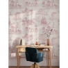 Vintage behang met roze landschappen voor woonkamer Toile de Jouy Rosa Korting