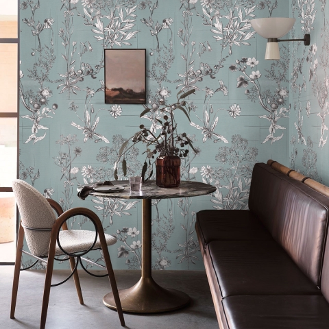 Elegante behang met bladeren slaapkamer Bloemillustraties Aanbieding
