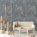 Elegante behang met bladeren slaapkamer Bloemillustraties Verkoop
