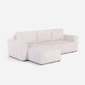 Hoekslaapbank met chaise longue in geribbelde stof Leka Verkoop