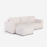 Hoekslaapbank met chaise longue in geribbelde stof Leka Verkoop