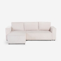 Hoekslaapbank met chaise longue in geribbelde stof Leka Aanbod