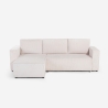 Hoekslaapbank met chaise longue in geribbelde stof Leka Aanbod