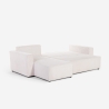 Hoekslaapbank met chaise longue in geribbelde stof Leka Korting