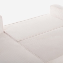 Hoekslaapbank met chaise longue in geribbelde stof Leka Model