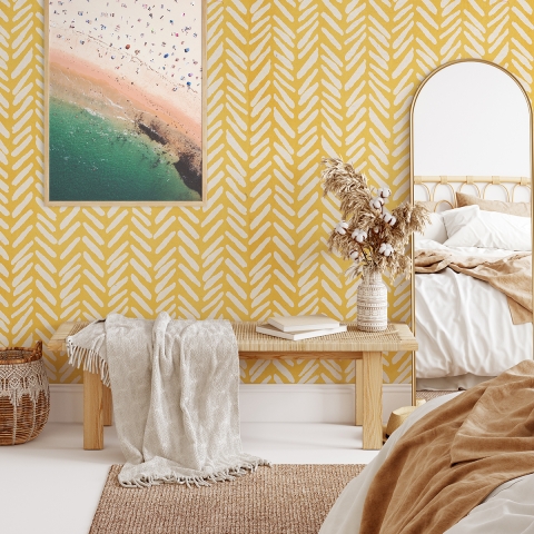 Vintage Gele Geometrische Zelfklevende Behang voor Woonkamer Aanbieding