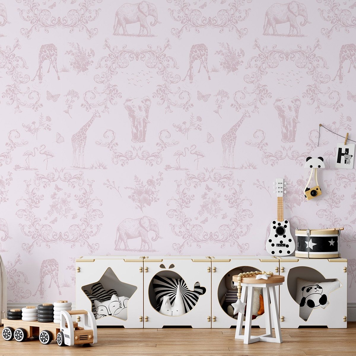 Behang met bloemen en dieren voor kinderkamer Rosa Vittoriana Aanbieding Behang met bloemen en dieren voor kinderkamer Rosa Vittoriana Aanbieding