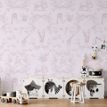 Behang met bloemen en dieren voor kinderkamer Rosa Vittoriana Aanbieding