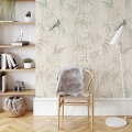 Behang met bloemenprint Oosterse planten Japanse bamboebos Aanbieding