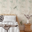 Behang met bloemenprint Oosterse planten Japanse bamboebos Verkoop