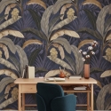 Behang Jungle Botanica Blauw Plantennatuur Achtergrond Aanbod