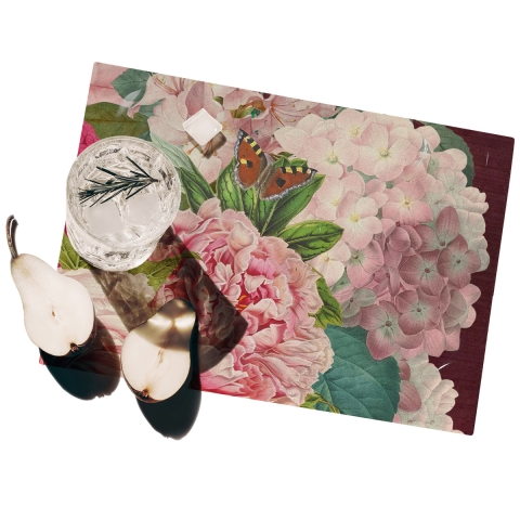 Set van 2 wasbare placemats in bloemenstijl, Velvet kunststof Aanbieding