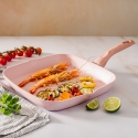 Roze granietlook antiaanbak grillpan 28x28 Bisetti Stonerose Verkoop