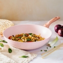 Anti-aanbak wokpan 28cm met roze granietlook Bisetti Stonerose Verkoop