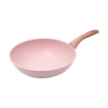 Anti-aanbak wokpan 28cm met roze granietlook Bisetti Stonerose Aanbieding