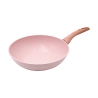 Anti-aanbak wokpan 28cm met roze granietlook Bisetti Stonerose Aanbieding
