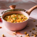 Kookpan 18cm van aluminium met deksel graniet roze Bisetti Stonerose Aanbod