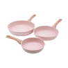 Set van 3 antiaanbak koekenpannen van aluminium met roze granieteffect Stonerose Aanbieding