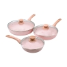 Set van 3 antiaanbak koekenpannen in aluminium met roze granietlook Stonerose Aanbieding