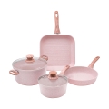 Kookpottenset 6-delig met grillpan graniet roze Stonerose Aanbieding