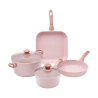 Kookpottenset 6-delig met grillpan graniet roze Stonerose Aanbieding
