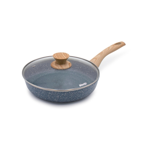 Anti-aanbakpan 24cm met stenen effect, inclusief deksel - Pierre Gourmet Aanbieding