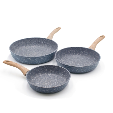 Set van 3 anti-aanbak aluminium koekenpannen met houten handgreep Pierre Gourmet Aanbieding