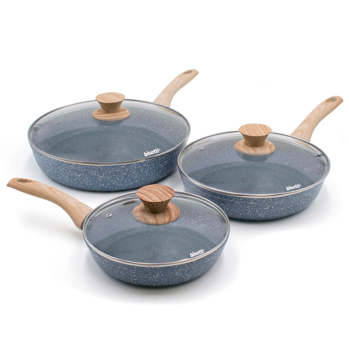Set van 3 antiaanbak koekenpannen met deksel Pierre Gourmet Aanbieding Set van 3 antiaanbak koekenpannen met deksel Pierre Gourmet Aanbieding