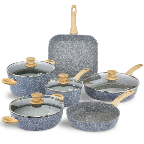 Set van 10 stuks antiaanbak aluminium pannen Pierre Gourmet Aanbieding