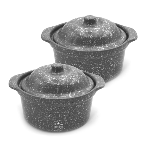 Set van 2 anti-aanbak oven cocottes in stoneware keramiek Pierre Gourmet Aanbieding