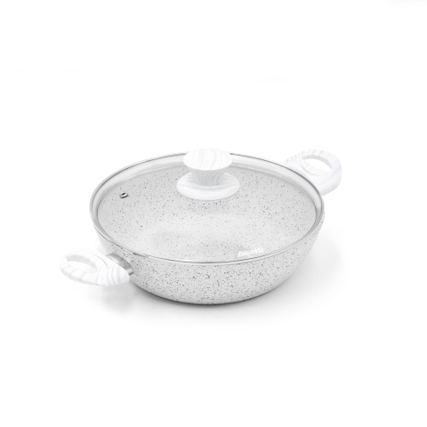 Anti-aanbak aluminium koekenpan 24 cm Bisetti Stonewhite Aanbieding