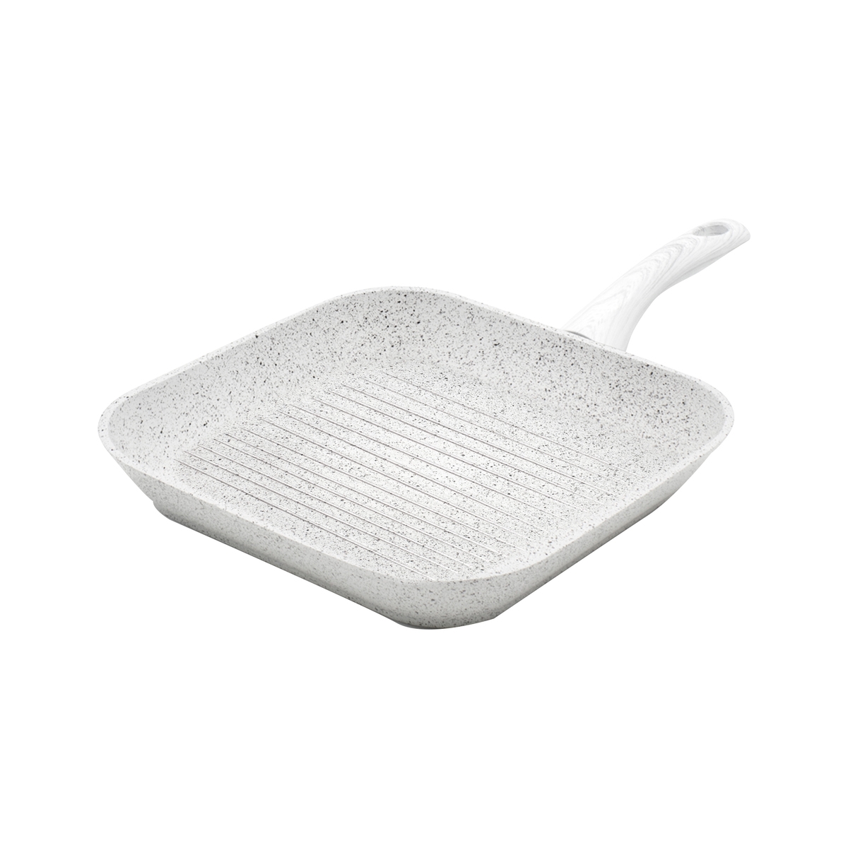 Stonewhite antiaanbak grillplaat 28x28 cm met wit houten handvat Aanbieding