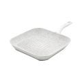 Stonewhite antiaanbak grillplaat 28x28 cm met wit houten handvat Aanbieding