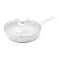 Antiaanbakpan 28cm met deksel en witte houten handgreep Stonewhite Aanbieding