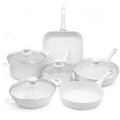 Set van 10 anti-aanbak aluminium pannen Bisetti Stonewhite Aanbieding