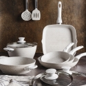 Set van 10 anti-aanbak aluminium pannen Bisetti Stonewhite Verkoop