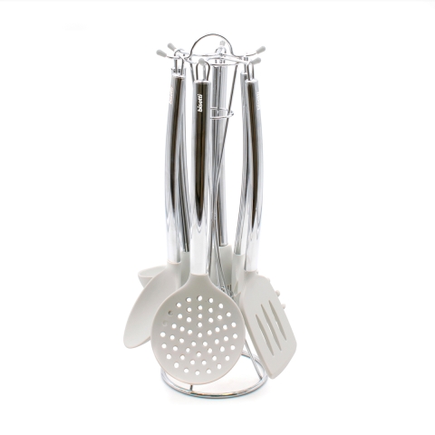 Set van 6 keukenhulpen silicone met metalen houder Stonewhite Aanbieding