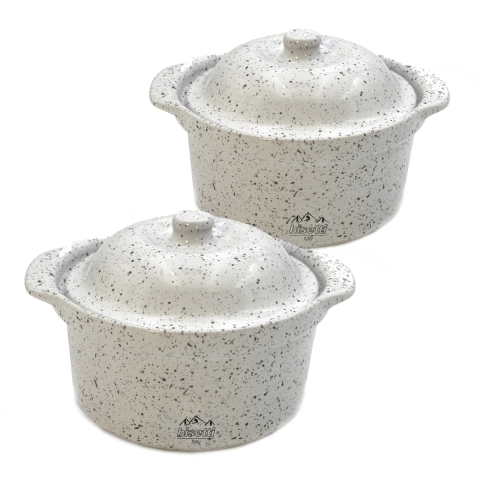 Set van 2 ovenbestendige stoofpotten in keramisch aardewerk Bisetti Stonewhite Aanbieding