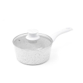 Antikleef kookpan 18cm met wit houten handgreep Bisetti Stonewhite Aanbieding