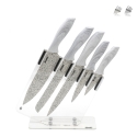 Set van 5 keukenmessen van roestvrij staal met transparant blok Stonewhite Aanbieding