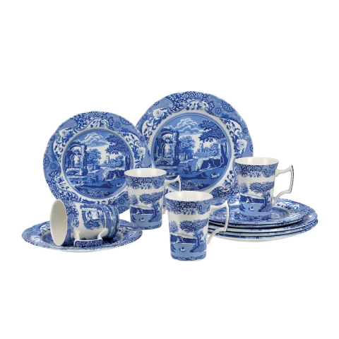 Set aardewerk servies Engels stijl 12-delig Blue Italian Aanbieding