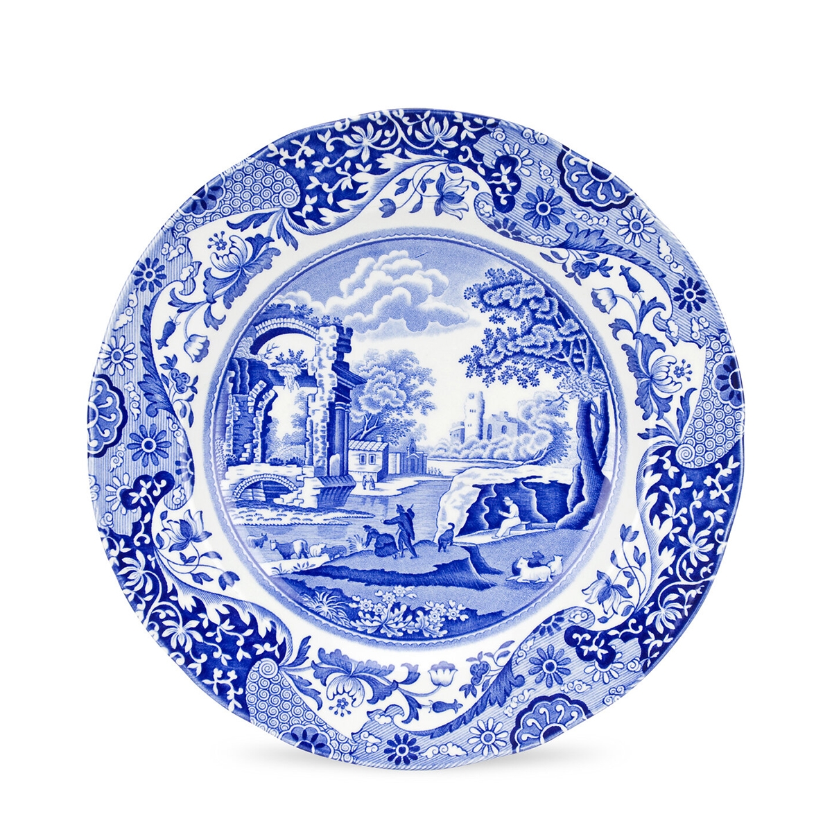 Set van 4 platte borden in Engelse stijl terracotta 27x27x2cm Blue Italian Aanbieding
