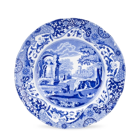 Set van 4 middelgrote terracotta borden, Engelse stijl, Blue Italian decor Aanbieding