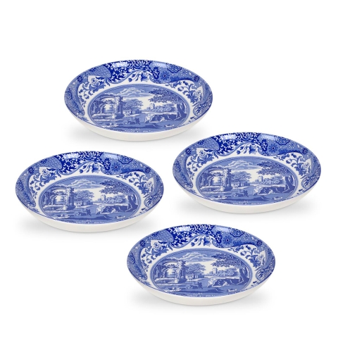 Set van 4 diepe borden in Engelse stijl van terracotta 23x23x2cm Blue Italian Aanbieding